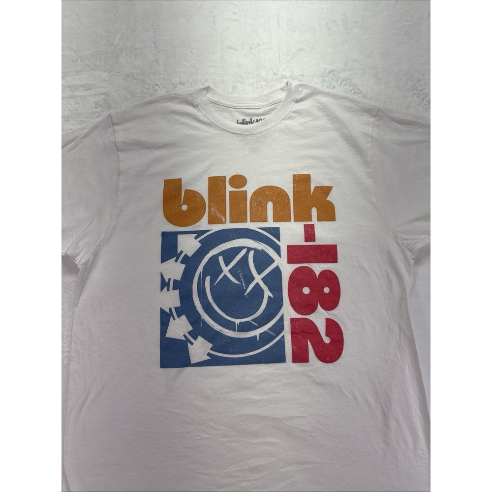 Blink-182 Graphic Band T-Shirt Size 2XL White Cotton Men's Music